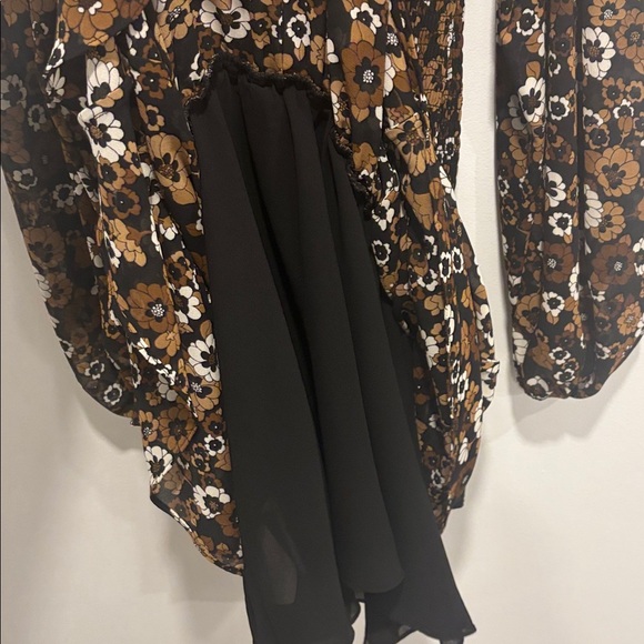 Michael Kors Floral Long Sleeve Dress - Brown and White - Picture 11 of 14